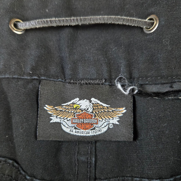 Harley-Davidson Black Rose Embroidered Ankle Zip Motorcycle Riding Pants Size 30 - Picture 6 of 9